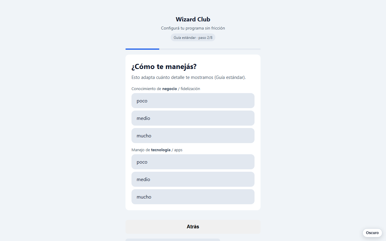 Wizard de configuración
